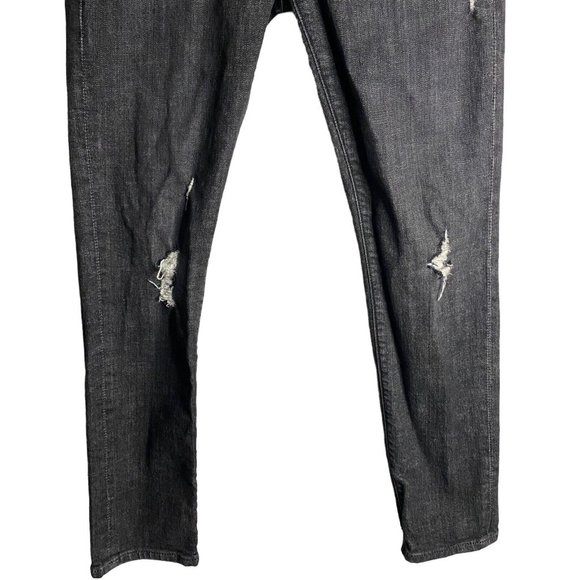 American Eagle Men's Black Wash Slim Distressed Denim Jeans - Picture 3 of 9